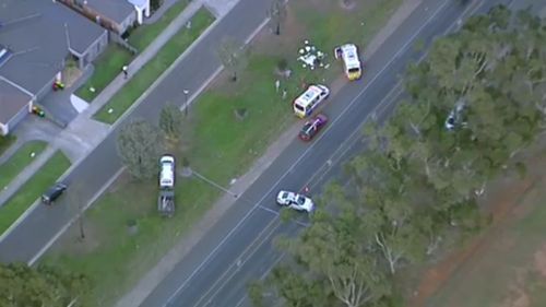 Emergency services remain at the scene following the fatal crash. Picture: 9NEWS