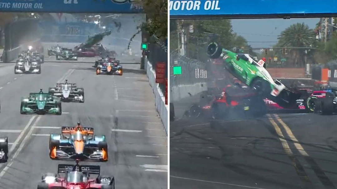 Terrifying six-car crash stops IndyCar season-opener in its tracks