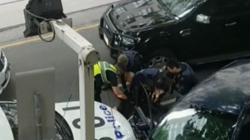 Ireland was pulled from the car by police. (9NEWS)