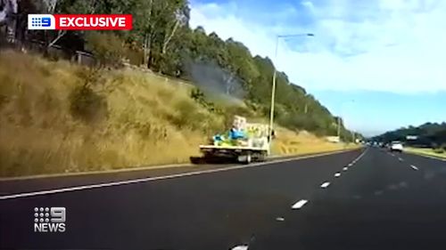 The truck driver pulled over about 100m up the road after realising he'd lost part of his load. 