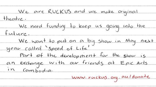 A handwritten open letter from the RUCKUS group. (RUCKUS)
