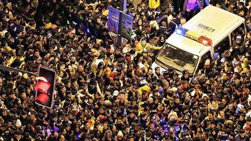 This Instagram photo shows only a fraction of the packed crowd at Shanghai's riverfront.