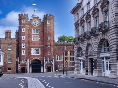 Looking south on St. James Street towards the central tower of St. James Palace