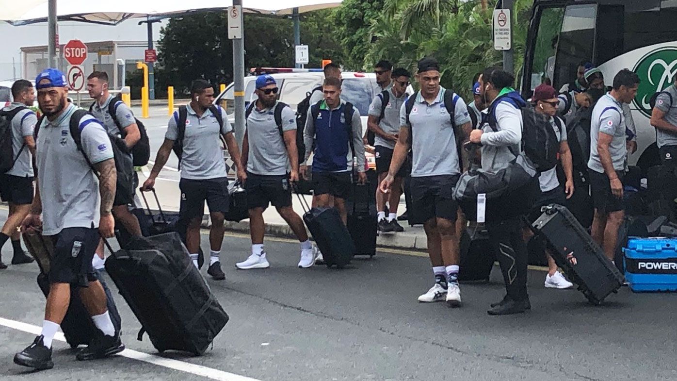 The New Zealand Warriors arrive at Gold Coast Airport for their departure.
