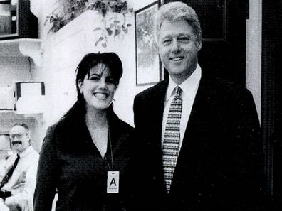 A photograph showing former White House intern Monica Lewinsky meeting President Bill Clinton at a White House function submitted as evidence in documents by the Starr investigation and released by the House Judicary committee September 21, 1998.