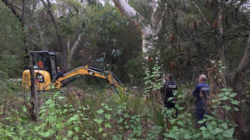 The site near Wollongong where police were digging hoping to find Quanne Diec's remains. (9NEWS)