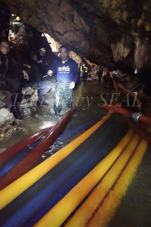Fast water currents inside the cave have slowed significantly. Picture:AAP