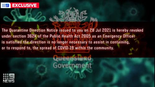 After arriving at hotel quarantine in Chermside, both Robyn and Rob were told by Queensland Health they had tested negative to COVID and just days later were told their quarantine direction notice was "revoked". 