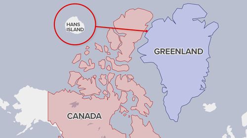 Hans Island is a tiny rock off the coast of Greenland.