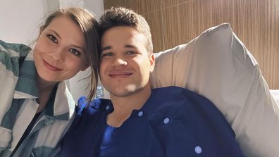 Chandler Powell thanks wife Bindi Irwin for caring for him post surgery.