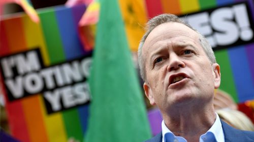 Bill Shorten at a same sex marriage rally in Sydney.