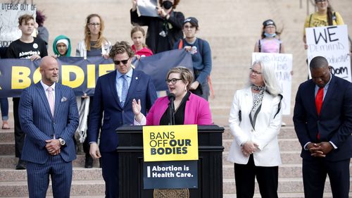Rep. Emily Virgin spoke at a pro-choice rally and later said in a statement bills such as the abortion one hurt people. 