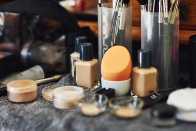 Make-up on dresser.