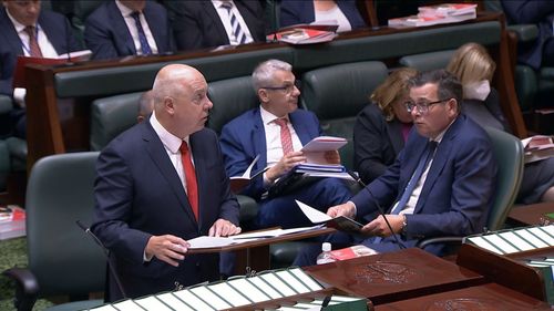 Treasurer Tim Pallas delivers the 2022-23 Victorian state budget