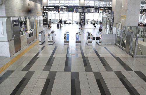 Few passengers can be seen due to the approaching of typhoon Jebi at Osaka Station. 