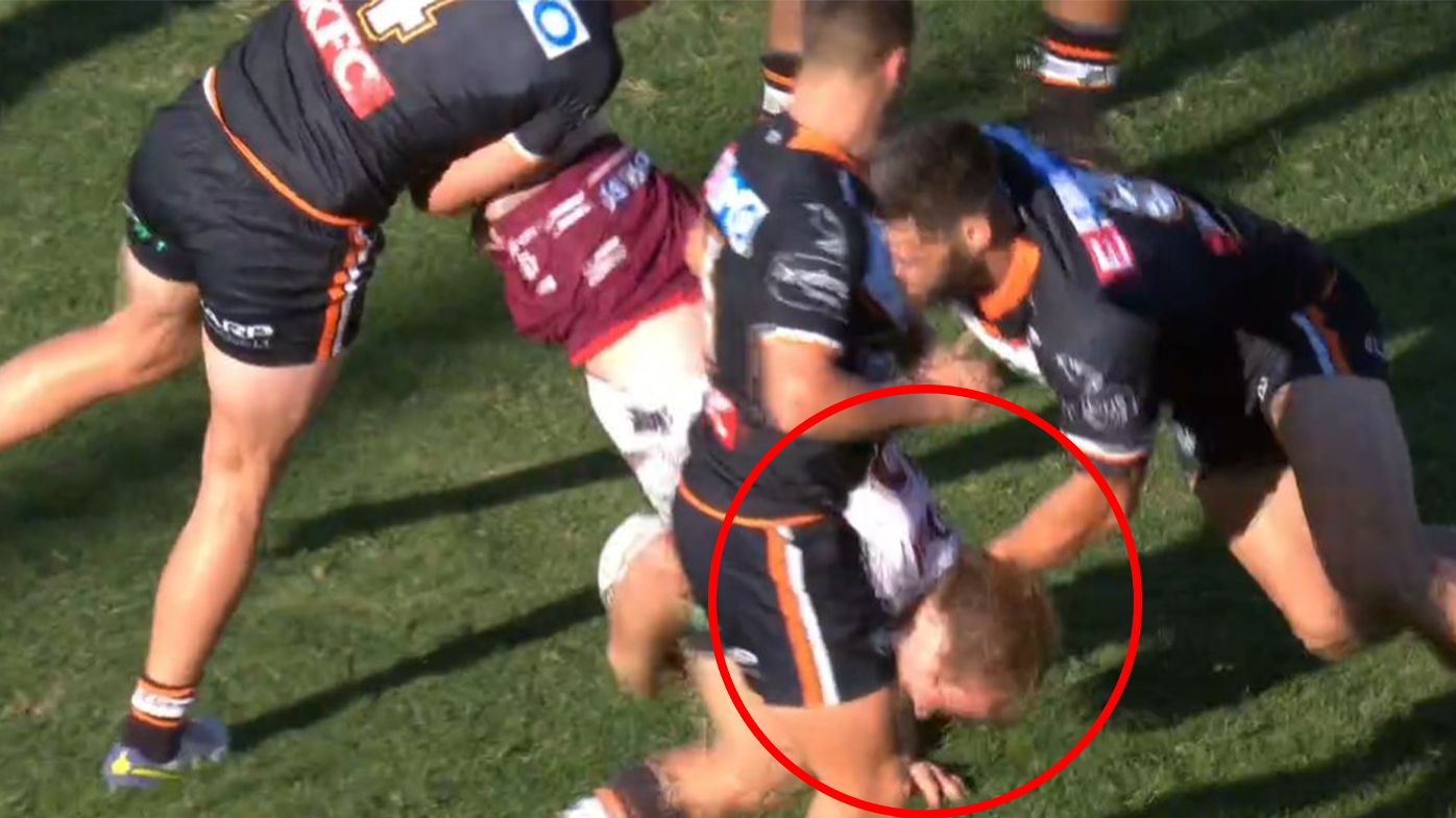 Brent Naden poised for massive ban after horror spear tackle in Wests Tigers' loss to Manly