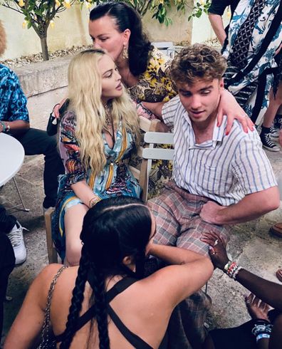 Madonna and son Rocco Ritchie during her 63rd birthday celebrations in Italy.