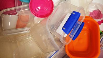 Messy plastic container drawer
