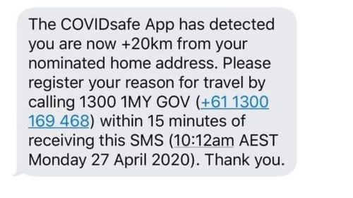 A hoax message 'from COVIDSafe app' claims to track users, after concerns about privacy were raised.