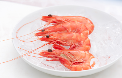 Tiger prawns on ice