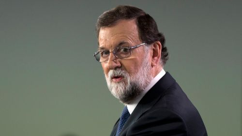 Spain's Prime Minister Mariano Rajoy prepares to speak during a news conference at the Moncloa Palace in Madrid, Spain. (AP)