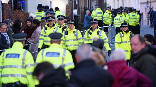 A heavy police presence welcomed the royal couple. (AAP)