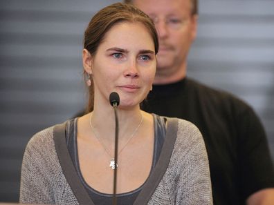 Amanda Knox speaks at a news conference at the Seattle-Tacoma International Airport in 2011.