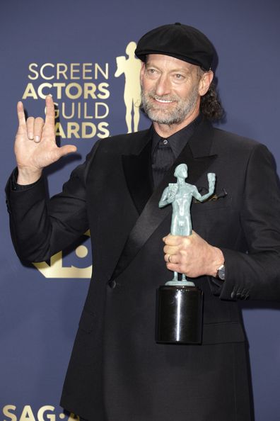 Troy Kotsur wins Outstanding Performance by a Male Actor in a Supporting Role for for his performance in CODA at the 28th Annual Screen Actors Guild Awards in Santa Monica, California.