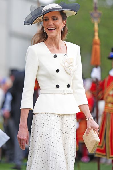 LONDON, ENGLAND - MAY 8: Catherine, Princess of Wales meets guests during a Royal Garden Party at Buckingham Palace on May 8, 2026 in London, England. (Photo by Aaron Chown - WPA Pool/Getty Images)