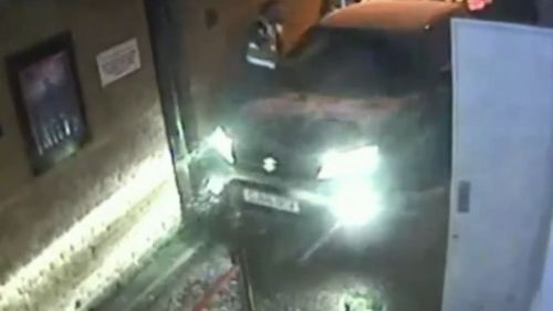 Abdul can be seen speeding down the alley outside the nightclub in Gravesend, England.