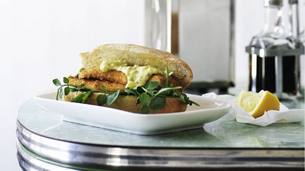 Whiting and watercress burgers