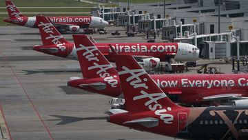 Air Asia planes Airbus A320 that parked at tarmac at KLIA2 low cost terminal in Sepang, Malaysia, 