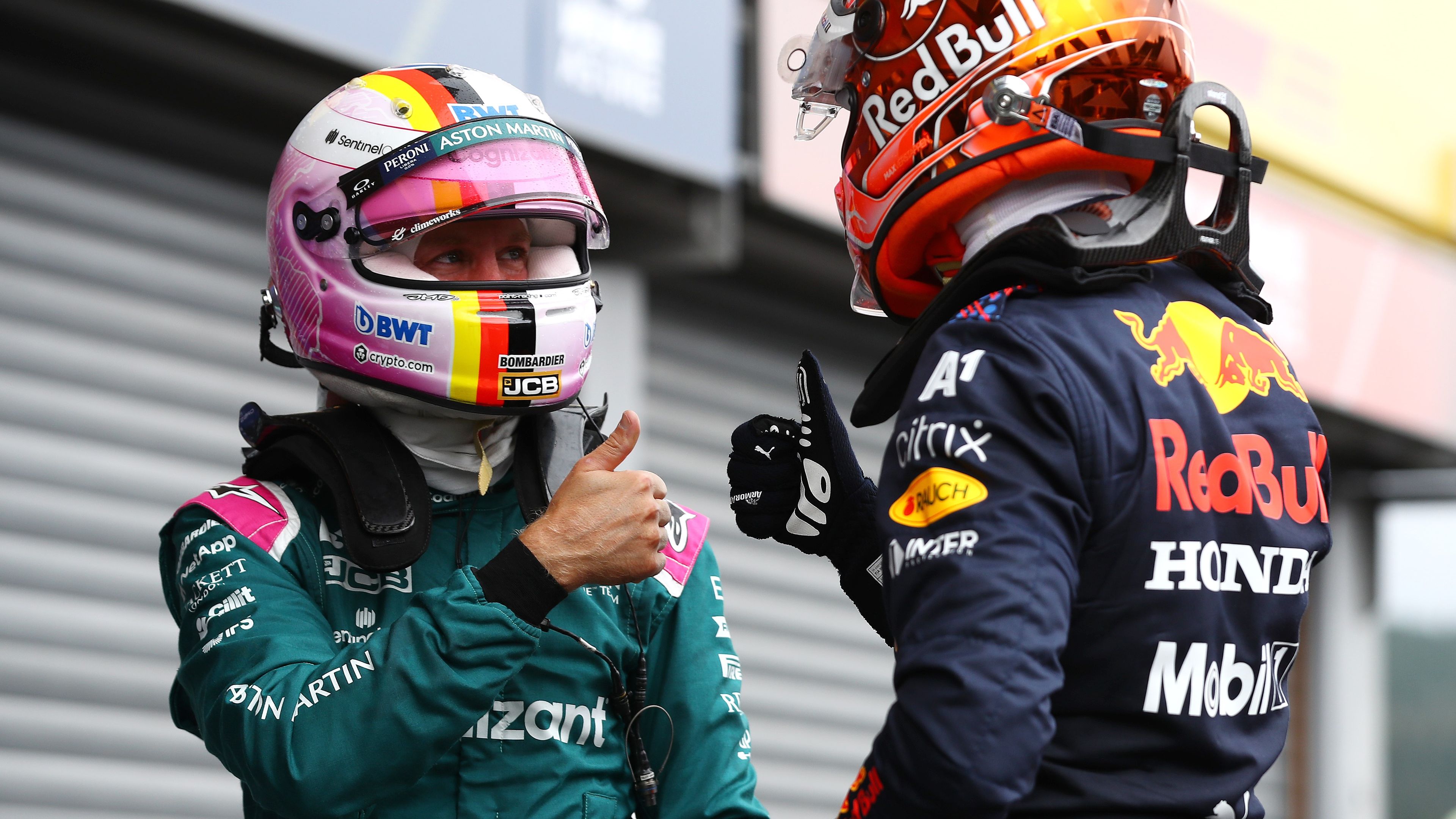 Sebastian Vettel (left) and Max Verstappen. 