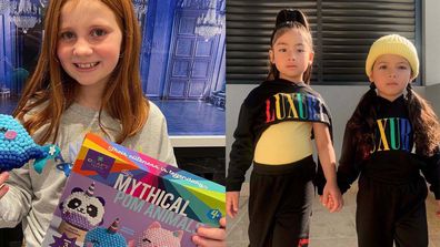 Pixie Curtis alongside Mia and Tatiana, child influencers.