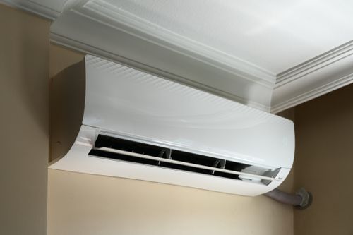 Air conditioner on the wall background