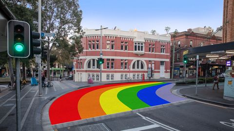 Sydney’s rainbow crossing is returning to Taylor Square, Surry Hills after it was ripped up in 2013. 