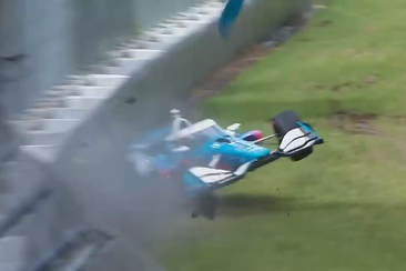 Josef Newgarden crashes during qualifying.