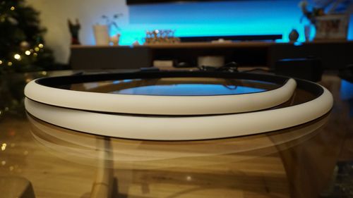 A basic $40 Lenovo light strip for the TV unit was quickly joined by a cheaper Laser branded strip for the office desk, a few bulbs and Wi-Fi plugs all synced and controllable via a Google Nest Audio and Google Home Mini.