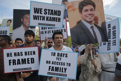 Supporters in Sri Lanka rallied on the streets for Nizamdeen's release, saying he was framed.