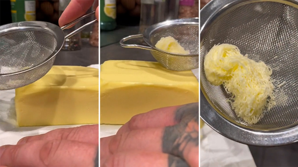 The Mesh Strainer Hack To Quickly Make Your Cold Butter Spreadable