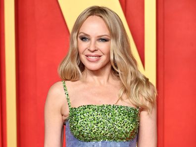 BEVERLY HILLS, CALIFORNIA - MARCH 10: Kylie Minogue attends the 2024 Vanity Fair Oscar Party Hosted By Radhika Jones at Wallis Annenberg Center for the Performing Arts on March 10, 2024 in Beverly Hills, California. (Photo by Jamie McCarthy/WireImage)