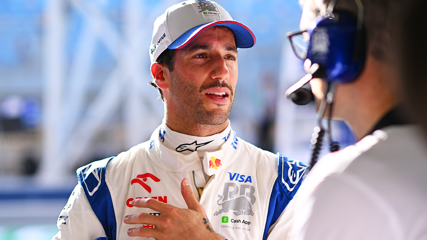 Daniel Ricciardo in the RB garage ahead of day two of F1 pre-season testing.
