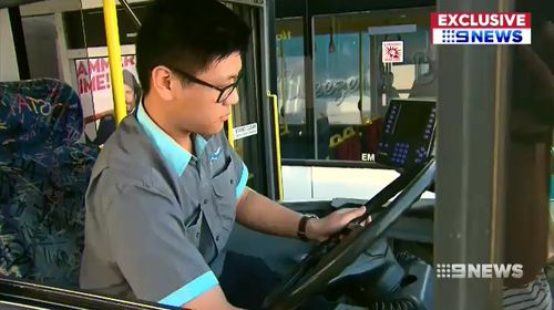 Mr Zhou said he pressed an emergency button and alerted police when a man started assaulting people on-board the bus. Picture: 9NEWS.