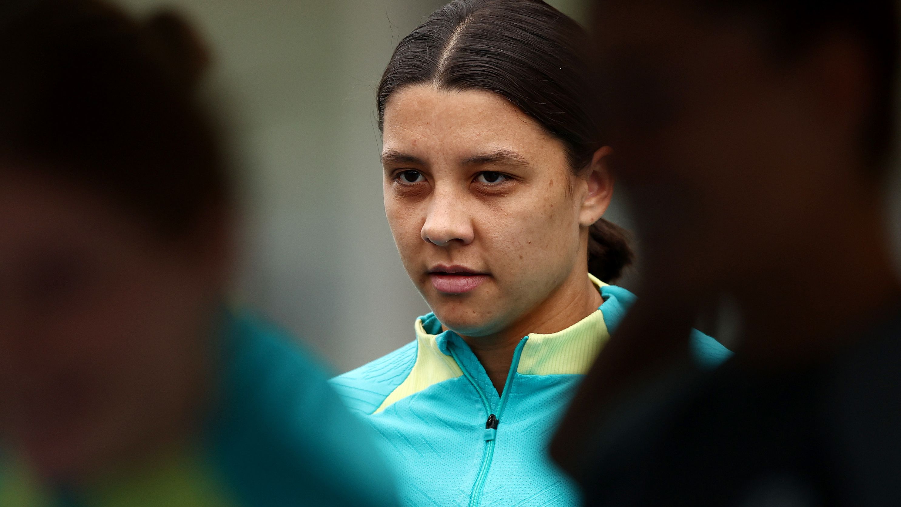 Sam Kerr during a Matildas training session ahead of the FIFA Women&#x27;s World Cup.