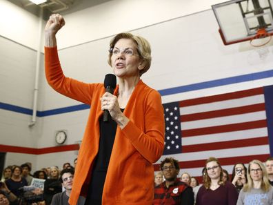 Elizabeth Warren speaks to supporters in Marshalltown, Iowa.