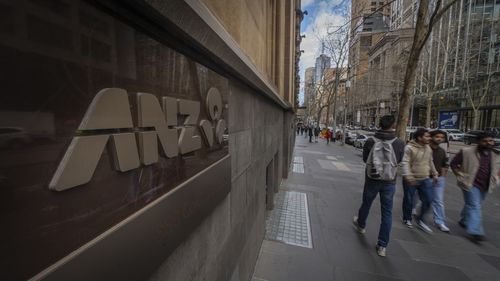 The ANZ logo outside an office in Melbourne.