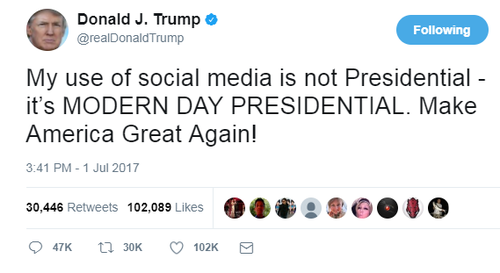 One of Mr Trump's latest tweets. (Twitter via @realDonaldTrump)