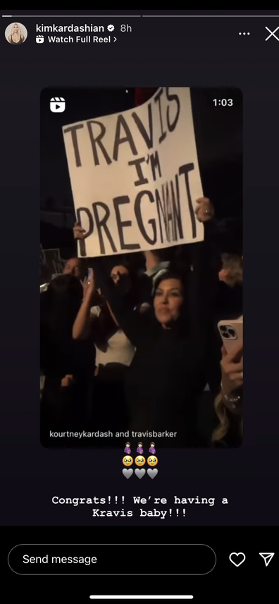 Kim Kardashian congratulates Kourtney Kardashian on pregnancy