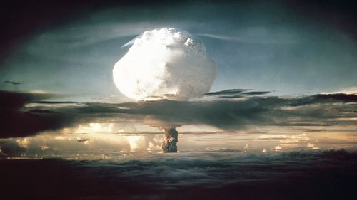 The mushroom cloud caused by the Ivy Mike nuclear test in 1952.