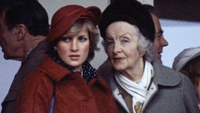 Diana, Princess Of Wales, Talking To Her Grandmother, Ruth, Lady Fermoy During The National Hunt Festival At Cheltenham (Photo: April, 1982)